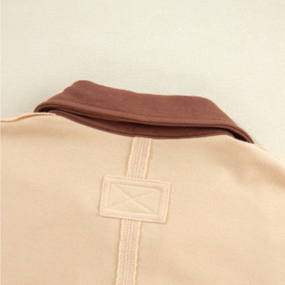 Vienna French beige striped colorblock patchwork sweatshirt - Picture 7 of 9